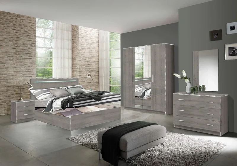 Chambre complète chêne gris NIVES