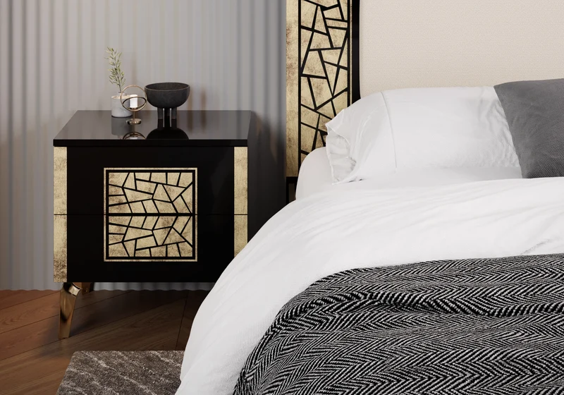 Chambre complète noir doré brillant design – STELLA