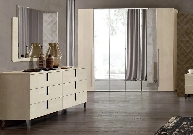 Chambre complète capitonné sable MYLA