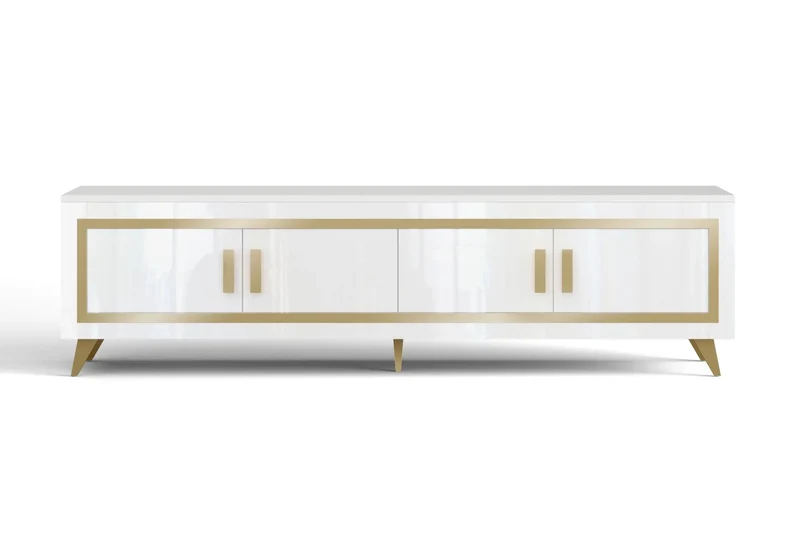 Meuble de salon blanc laqué led GOLD