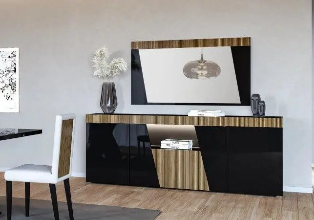 Salle à manger laquée noir ETNA