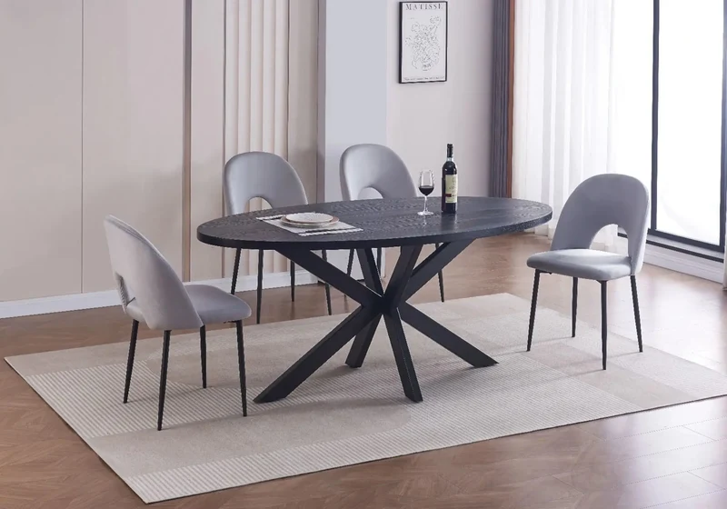 Table oval noir chêne - Dina